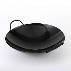 Сковорода WOK P.L. Proff Cuisine 30 см с двумя ручками черная сталь фото