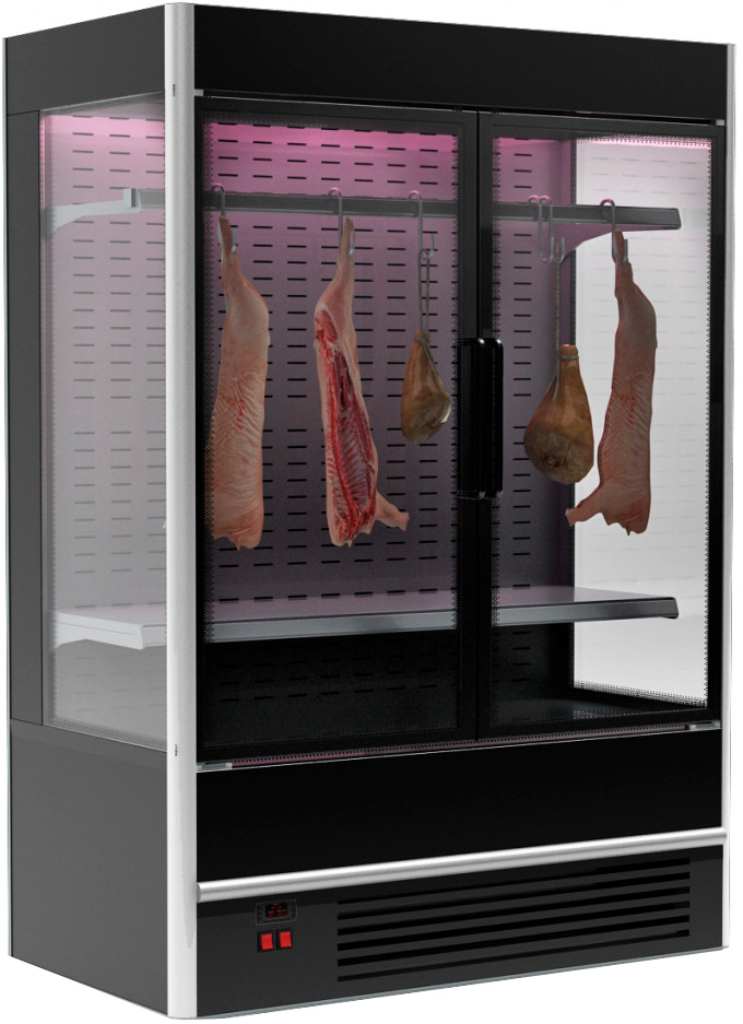 Витрина для демонстрации мяса Полюс FC 20-08 VV 1,3-1 X7 (распашные двери структурный стеклопакет) фото