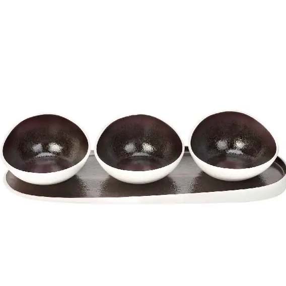 1 овальная тарелка 38, 5X14, 5см и 3 соусника D12XH7.2см (7296385)