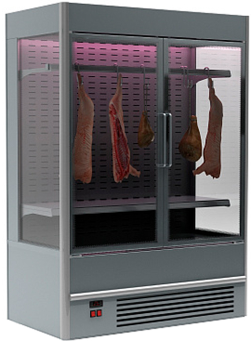 Витрина для демонстрации мяса Полюс FC 20-08 VV 1,3-1 X7 0430 (распашные двери структурный стеклопакет) фото