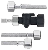 Комплект шлангов №1 Brita Вход. с запорным краном. G1- G3/8 + шланг Вых.G3/4 - G3/8,  DN8, 2 метра, мет.оплетка в Москве , фото