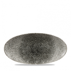 Блюдо овальное без борта Churchill Studio Prints Raku Quartz Black RKBQOV301 CHEFS 29,9х15см в Москве , фото 1
