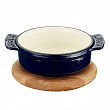 Сковорода для подачи на дерев. подст.  11 см круглая синяя чугун (812402630)