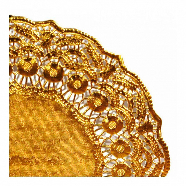 Салфетка ажурная Garcia de Pou золотая d 39 см, металлизированная целлюлоза, 100 шт фото