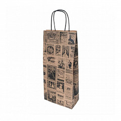 Пакет с ручками Garcia de Pou для 2 бутылок, Газета, 18+10*39 см, бумага в Москве , фото