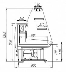 Витрина кондитерская Полюс К85 SM 1,2-1 (ВХСд-1,2 Полюс ЭКО (Паттерн)) в Москве , фото 2