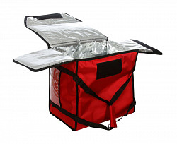 Термосумка на 9-10 пицц Luxstahl 420х420х500 мм фольгированная красная с вентиляцией в Москве , фото 2