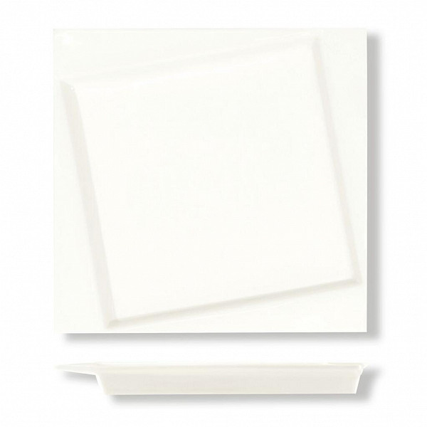 Тарелка квадратная P.L. Proff Cuisine 20,8*20,8 см смещенное дно белая фарфор фото