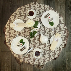 Скатерть Luxstahl 145х145 см Мати коричневая с золотом (вензель) в Москве , фото 4