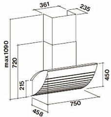 Пристенная вытяжка Falmec Shark 75 Black в Москве , фото 2