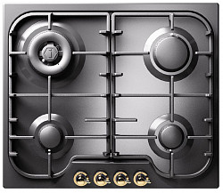 Варочная панель газовая Ilve HCB 60CN/MGG графит (ручки латунь) фото