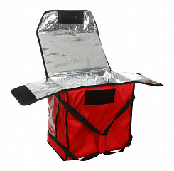 Термосумка на 5-6 пицц Luxstahl 450х450х300 мм фольгированная XXL красная с вентиляцией в Москве , фото 2