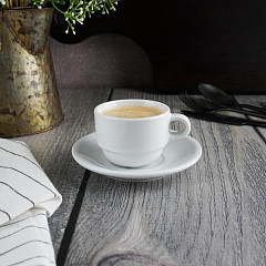 Кофейная пара P.L. Proff Cuisine 90 мл d 6,7 см h5 см белая фарфор Glory Stackable (81222189) в Москве , фото 1