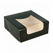Коробка для суши/макарон  с окном 10*10*4 см, чёрный, 50 шт/уп, бумага