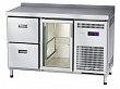 Холодильный стол  СХС-60-01 неохлаждаемая столешница с бортом (дверь-стекло, ящики 1/2)