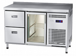 Холодильный стол Abat СХС-60-01 неохлаждаемая столешница с бортом (дверь-стекло, ящики 1/2) в Москве , фото