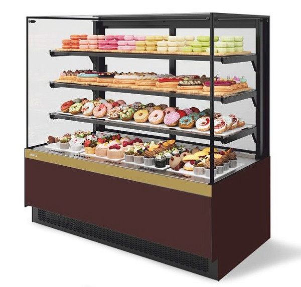 Витрина кондитерская Chilz Vete II  kub 130, Шоколад/Золотой глянец фото