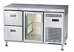 Морозильный стол Abat СХН-70-01 неохлаждаемая столешница без борта (дверь-стекло, ящики 1/2) фото