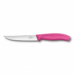 Нож для стейка и пиццы Victorinox розовая ручка, волнистое лезвие, 12 см в Москве , фото