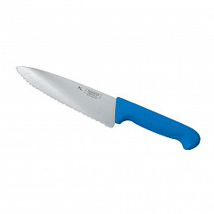 Нож поварской P.L. Proff Cuisine PRO-Line 25 см, синяя пластиковая ручка, волнистое лезвие в Москве , фото