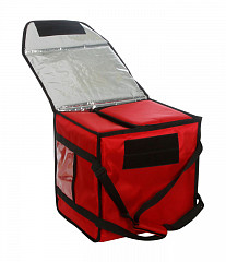 Термосумка на 9-10 пицц Luxstahl 350х350х500 мм фольгированная красная с вентиляцией в Москве , фото 2