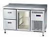 Холодильный стол Abat СХС-70-01 неохлаждаемая столешница с бортом (дверь-стекло, ящики 1/2) фото