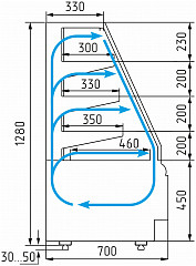 Витрина кондитерская Полюс Carboma KC70 VM 0,6-2 Standard открытая (0102-0109, шоколад / золото) в Москве , фото 5