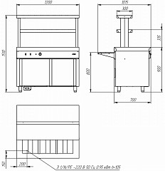 Мармит вторых блюд Atesy Ривьера М2-1200-02-СО без полок, фото 3