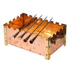 Мангал настольный для подачи P.L. Proff Cuisine 26*17*12 см, с медным покрытием + 4 шампура (81272019) в Москве , фото