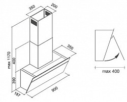 Пристенная вытяжка Falmec Butterfly Glass Black 90 в Москве , фото 2