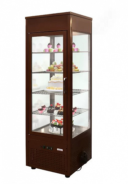 Витрина холодильная напольная Финист NATALY N-1500 шоколадно-коричневый глянец (RAL 8017) фото