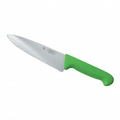 Нож поварской P.L. Proff Cuisine PRO-Line 25 см, зеленая пластиковая ручка, волнистое лезвие в Москве , фото