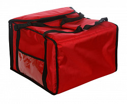 Термосумка на 5-6 пицц Luxstahl 420х420х300 мм фольгированная большая красная с вентиляцией в Москве , фото 2