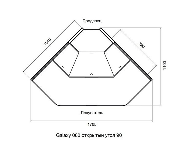 Холодильная витрина Dazzl Galaxy 080 Открытый угол 90 вентилируемая прессервы фото