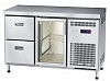 Холодильный стол Abat СХС-70-01 неохлаждаемая столешница без борта (дверь-стекло, ящики 1/2) фото