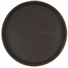 Поднос прорезиненный круглый Luxstahl 350х25 мм коричневый фото