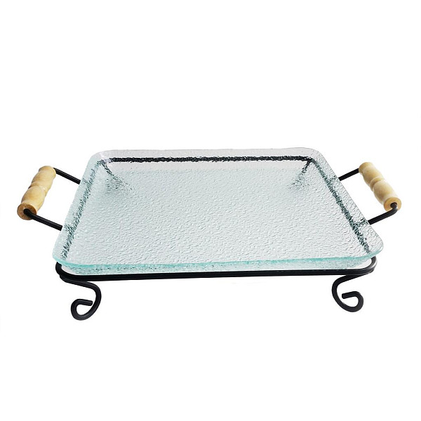 Подставка фуршетная P.L. Proff Cuisine 35*28*7,5 см нерж. + блюдо стекло фото