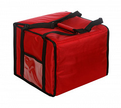 Термосумка на 5-6 пицц Luxstahl 350х350х300 мм фольгированная средняя красная с вентиляцией в Москве , фото 3