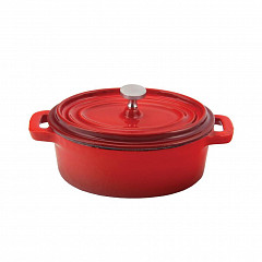 Кастрюля для подачи P.L. Proff Cuisine 15,5*10 см 450 мл овальная с крышкой эмаль чугун в Москве , фото