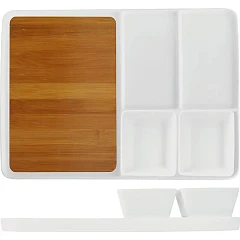 Блюдо для подачи с соусниками Prohotel бамбук,фарфор ,H=60,L=335,B=235мм белый (CZ920945W-plate) фото