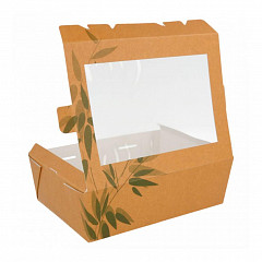 Контейнер картонный для салата с окном Garcia de Pou 1 л, 12*17*5,5 см, 25 шт/уп фото