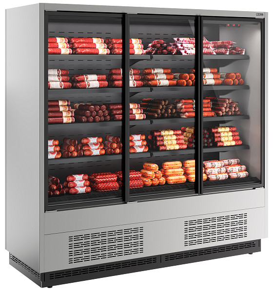 Холодильная горка Полюс FC20-07 VV 1,9-1 0300 STANDARD фронт X1 бок металл (версия 2.0) (9006-9005) фото