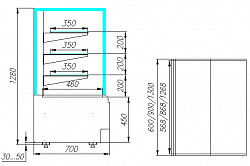 Витрина кондитерская Полюс KC70 VV 1,3-1 (ВХСв - 1,3д Carboma Сube Люкс) в Москве , фото 2