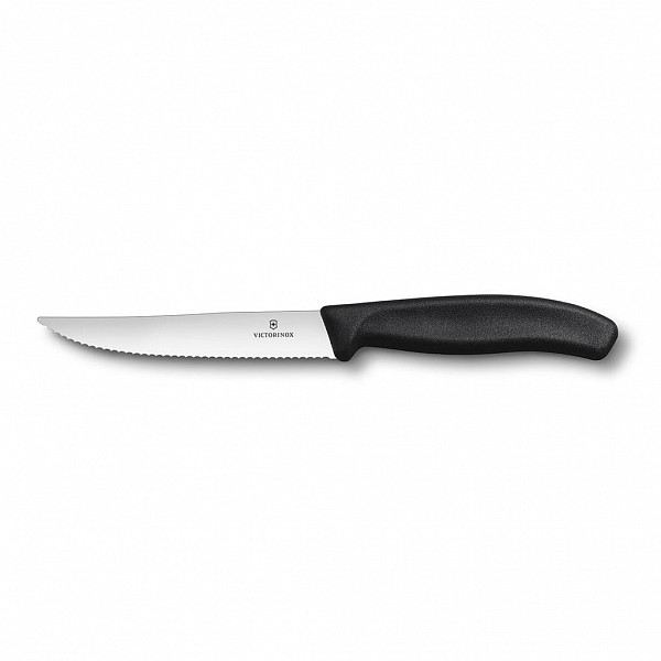Набор ножей для стейка Victorinox 12 см, волнистое лезвие, черный (2 шт.) фото