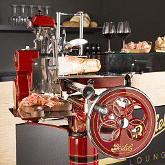 Слайсер Berkel Flywheel (Volano) Tribute красный на подставке в Москве , фото 7