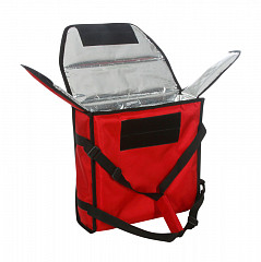 Термосумка на 2 пиццы Luxstahl 350х350х100 мм фольгированная средняя красная с вентиляцией в Москве , фото 3