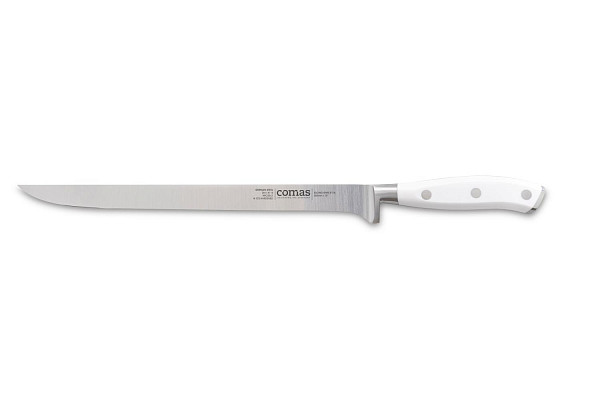 Нож для тонкой нарезки Comas 26 см, L 38,5 см, нерж. сталь / АБС-пластик, цвет ручки белый, Marble (8116) фото