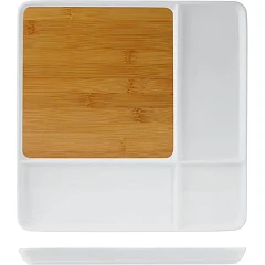 Блюдо для подачи Prohotel бамбук,фарфор ,H=23,L=290,B=290мм св. дерево,белый (CZ131061W) фото