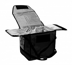 Термосумка на 9-10 пицц Luxstahl 350х350х500 мм фольгированная черная с вентиляцией в Москве , фото 2