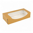 Коробка для суши/макарон  с окном 20*9*4,5 см, натуральный, 50 шт/уп, бумага